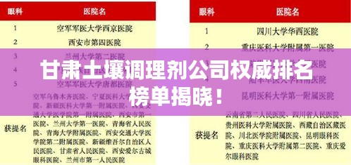 甘肃土壤调理剂公司权威排名榜单揭晓！